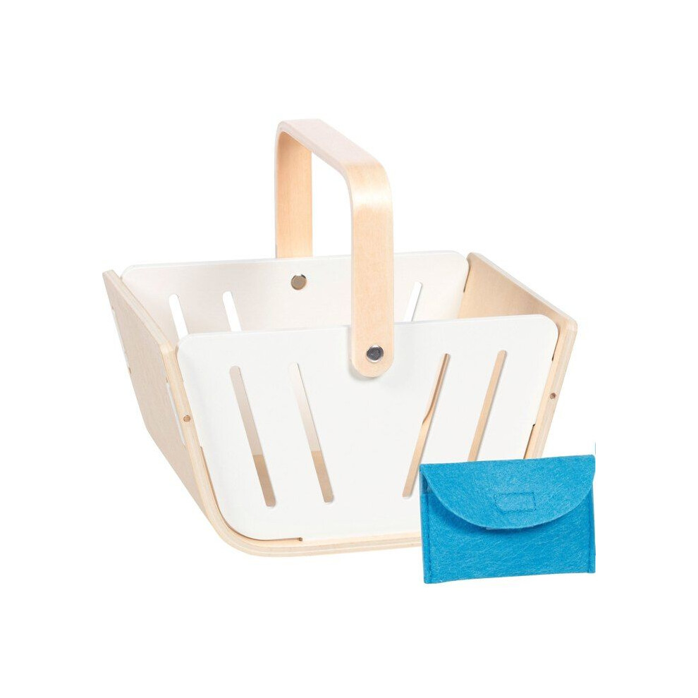 Photos - Role Playing Toy Goki Imitation Toy - - Shopping Basket with Wallet - Wood - Blue Felt Wallet - 22x17x20 cm