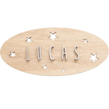 Targa decorativa - Vintiun - Personalizzabile - Motivo stelle - Legno adesivo 8,519 cm
