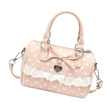 Elegante PU-Handtasche mit Spitzenbesatz für Damen,-Rosa