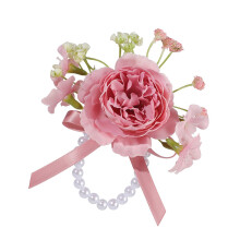 Corsage de poignet de bracelet de fleur de soie de- Rose coréen