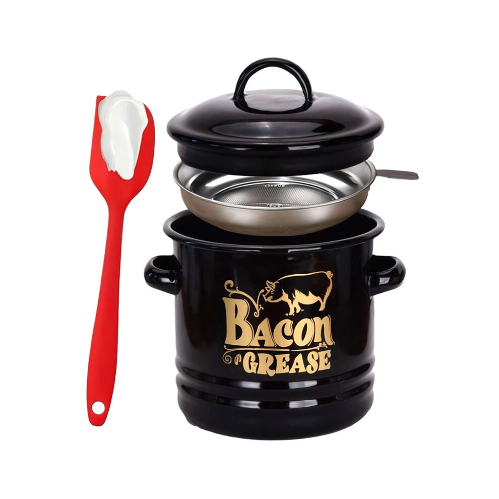 Photos - Petrol Can / Funnel 46oz Bacon Grease Jar, Enamel Bacon Grease Container with Stainless Steel Filter, Includes Hanging Spatula