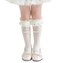 1 paar tienermeisjes stapelsokken, elegante kanten randen-Beige