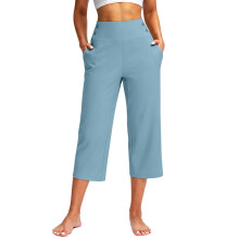Damen-Yoga-Caprihose, hohe Taille, Leggings,-skyblue S