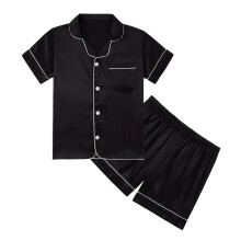 2pcs Boys Girls Pajamas For Bedtime And-pure1 black 120