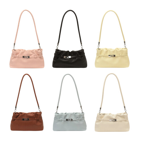 Elegant Shoulder Bag Comfortable Handbag PU Leather-Beige 1