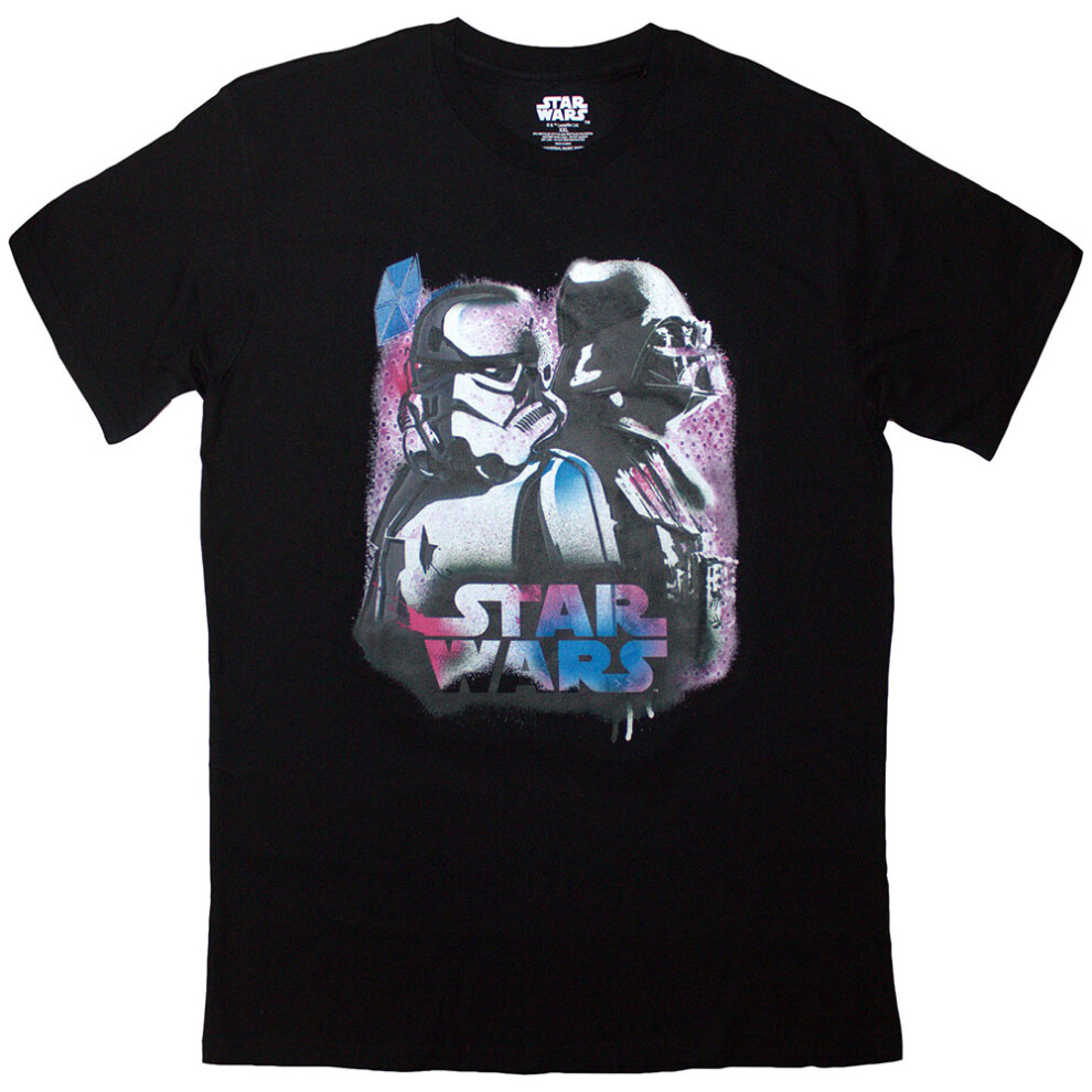 Star Wars (Xl, ) Vader And Trooper Neon T Shirt Black