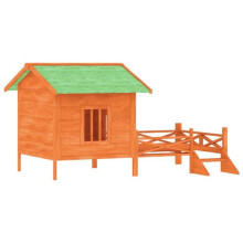Gabbia per cani in legno di pino solido 159 x 120 x 88,5 cm marrone 02_0041719