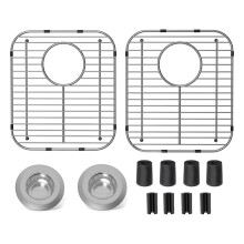 2-Pack Diskbänksgaller i Rostfritt Stål, Diskbänkskydd 33,5 X 28,5 X 3,8 cm med Bakre Avloppshål, Diskbänksställ