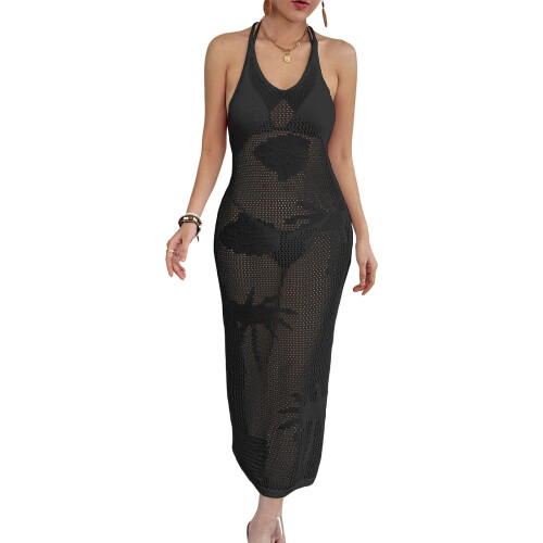 Bequemes, dehnbares Freizeitkleid mit seitlichem-Schwarz XL