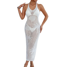 Bequemer, dehnbarer Resort-Wear-Kleid-Damen-Camisole-Rock-Weiß M
