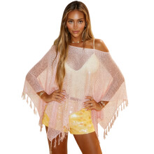 Chemise de plage transparente Ă paillettes, coupe ample,-Rose S