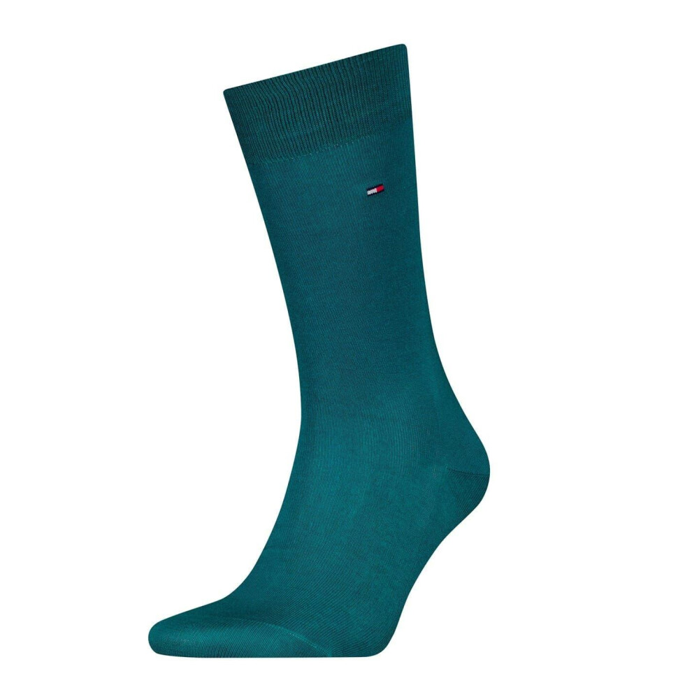 Tommy Hilfiger (5.5 Uk-6 Uk, Turquoise) Mens Classic Crew Socks (Pack Of 3) Green,Multicoloured