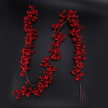 2pièces 5,9 Pi Guirlande de Baies Rouges de Noël Artificielle Bourgogne Rouge Pip Guirlande de Noël