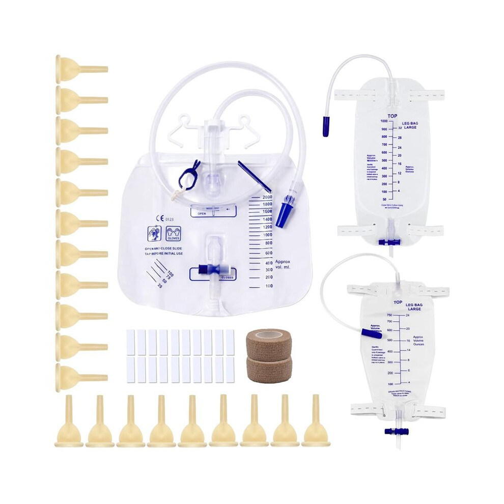 3PCS Catheter Bags for Men Urinary Drainage Bags with Anti-Reflux Chamber Kink-Resistant Thickened Tube 35MM