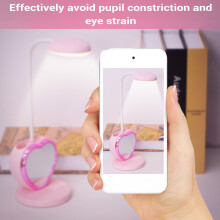 LED Desk Lamp for Girls, Rechargeable LED Desk Lamp with USB Charging Port & Pen Holder, Eye-Caring Dimmable