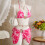 Ensemble tankini élégant à col licou avec couverture en-Rose M 5