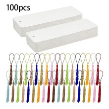 Set of 100 Blank Bookmarks with Colorful Tassels Crafting Material Pack Handmade Paper Bookmarks for DIY and Gift Tags