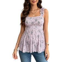 Lightweight Polyester Pregnancy Top Stylish Floral-Purple S
