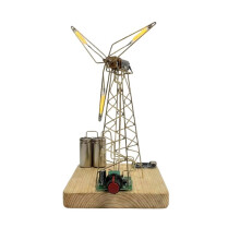 DIY Windmill Night Light Kit Industrial Bedside Ambient Lamp Desk Decor Birthday Gift Adjustable Speed Glowing Blades