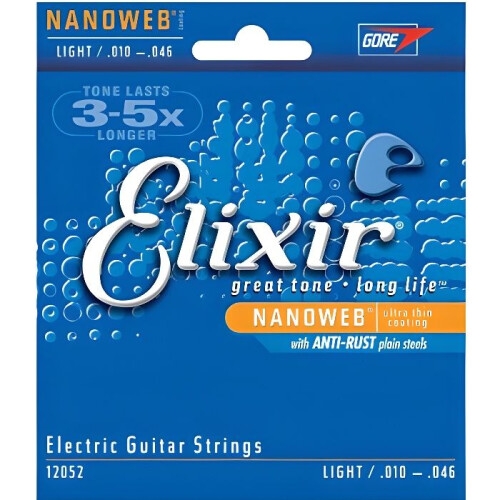 Cordes de guitare électrique - ELIXIR - 12052 - Nanoweb - Light - Tirant 10-46