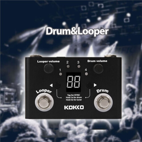 KOKKO Multifunction Looper Effect Pedal Drum Machine Digital Tuner BT Page Turner Phrase Loop Recording Compact Pedal 2
