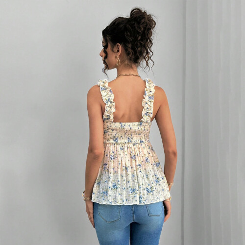 Breathable Polyester Maternity Top with Floral Print &-Black M 2