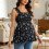 Breathable Polyester Maternity Top with Floral Print &-Black M 6