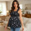 Breathable Polyester Maternity Top with Floral Print &-Black M 7