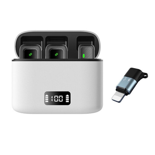 M8 Pro Wireless Lavalier Microphone with LCD Display Charging Box Noise Reduction Mic for Ios Android Live Streaming A