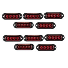 10 St 12V-24V 4LED Bil Sidomarkeringsljus Blinkers Sidoblinkers Bakljus för Trailers Lastbilar Röd