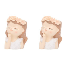 2X Small Fairy Succulent Plant Pot Kit with Drainage Hole 4 Inch Indoor Cactus Pot Unique Cute Flower Vases Decor D