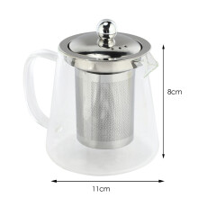 2X 5Sizes Good Clear Borosilicate Glass Teapot with 304 Stainless Steel Infuser Strainer Heat Coffee Tea Pot Tool 380Ml