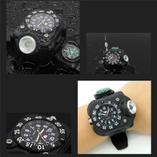 3in1 Led Watch Flashlight Torch Lights Compass Outdoor Sports Mens Fashion Waterproof Rechargeable Wrist Watch Lamp
