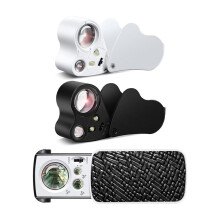 Paquete de 3 Lupas de Joyero, Lupa de Ojo de Joyero Iluminada 30X 60X 90X con Luz Negra UV y Luz LED Brillante para Gemas