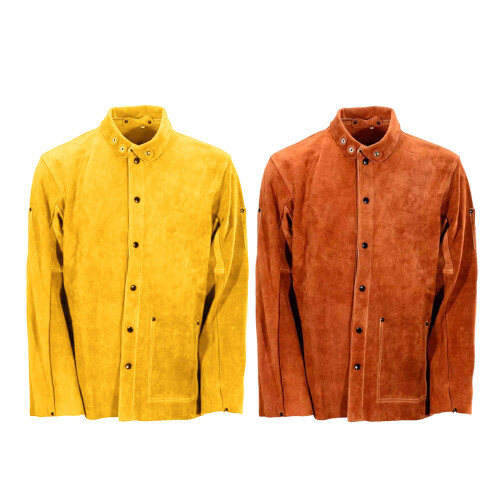 High Quality Leather Welding Jackets Coat With Flame-XL brown 1
