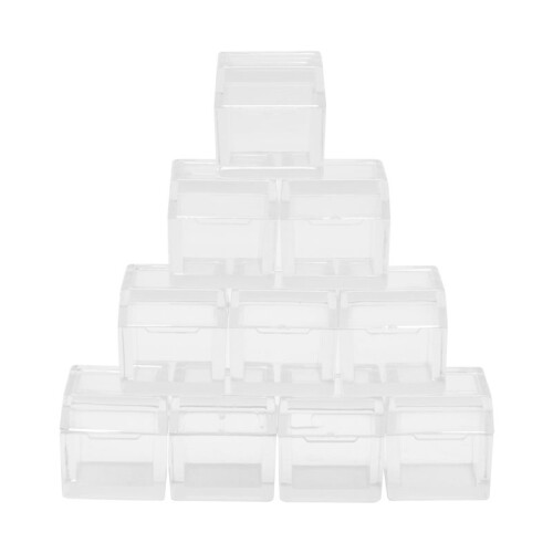 10Pcs Acrylic Box Trays for 0.39Inch 10mm Elements Cubes Clear Case Periodic Table Bracket for Elements Collections
