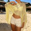 Elegant gebreid strandshirt met pailletten, polyester-Gele M 6