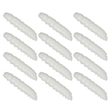 Pack of 12 Realistic Bread Worm Lures Soft Baits-Milky White