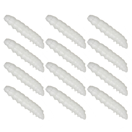Pack of 12 Realistic Bread Worm Lures Soft Baits-Milky White