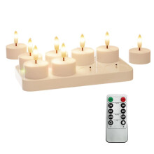 Rechargeable Flameless Tea Lights Candles with Charging Station 8Pcs Battery Tea Lights with Remote Timer LED Tealight