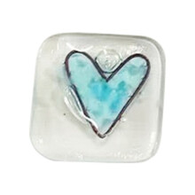 Pocket Token Glass Heart Card LembrançA Presente -Heart Keepsake Pocket Cards-Fused Glass Heart Pocket Token Azul