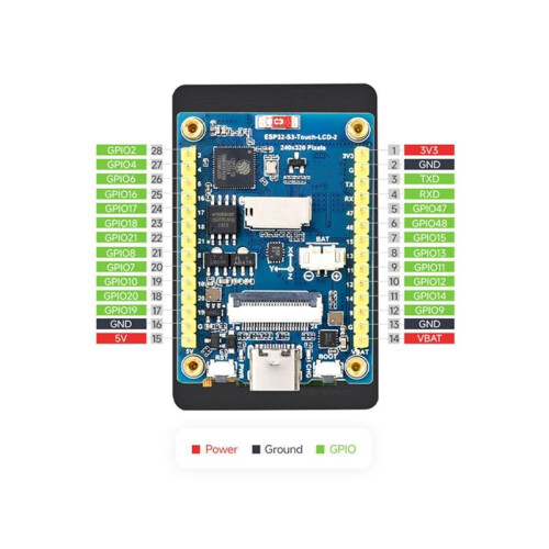 ESP32 S3 LCD Camera Development Board with 2-Inch Display OV5640-5MP Camera QMI8658 Sensor for  No Touch