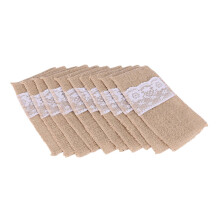 50 pcs Natural Jute Cutlery Knives and Forks Cutlery Set Silverware Bag Holder Burlap & Lace Party Wedding Decor, 21x11cm