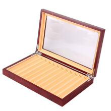12 Grid Wooden Pen Display Case Storage Luxury Fountain Case Transparent Window Pen Box-Collection Organizer Red