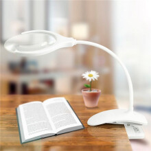2X Hand Vergrößerungs Glas 3X 8X Beleuchteter Schreibtisch Tisch LED Lampe Lupe Wieder Aufladbare Lupe mit Licht für Handwerk, Hobbys, Inspektion,