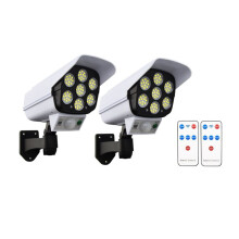 2st Utomhus Solar Lights 77Led PIR Rörelsesensor Lampa Simuleringskamera Solar Vägglampa Vattentät Trädgårdsdekorationslampor