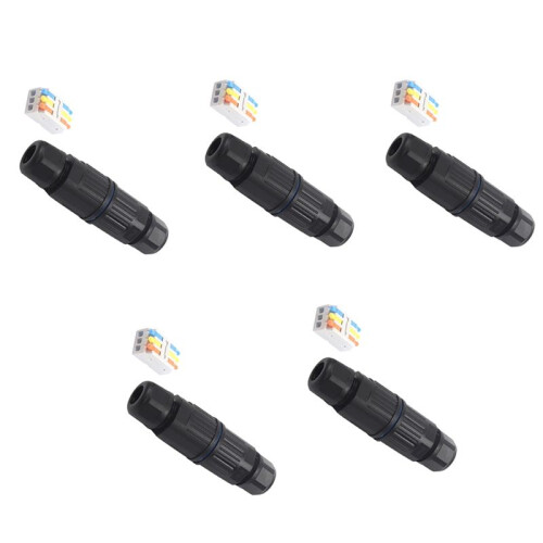 5 Sets Outdoor 2 Way Electrical Cable Connector IP68 Waterproof Junction Box Replaceable Lever Wire Connectors