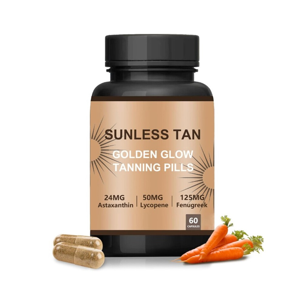 Golden (1Pc) Sunless Glow Tanning Pills, 60 Capsules, Astaxanthin, Lycopene & Fenugreek, 60 Capsules