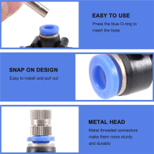 Misting Nozzle Kit 1/4-Inch with Nozzle Spray Cooling Device Connectors for Outdoor Water Cooling System 10Pcs