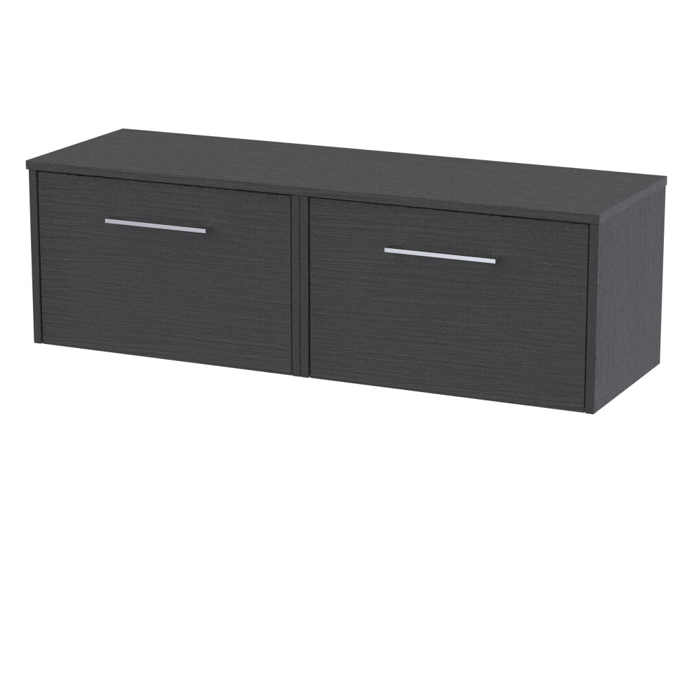Balterley Winshill Contemporary 2 Drawer Wall Hung Vanity Unit With Worktop, Woodgrain Dark 1200Mm Grey